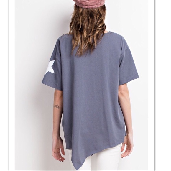 Host Pick🥇Faded Navy Asymmetrical Tunic w/Stars - Picture 3 of 3